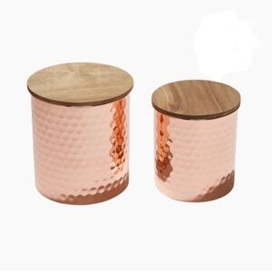 NIB Uncommon James Hammered Copper Canister Set